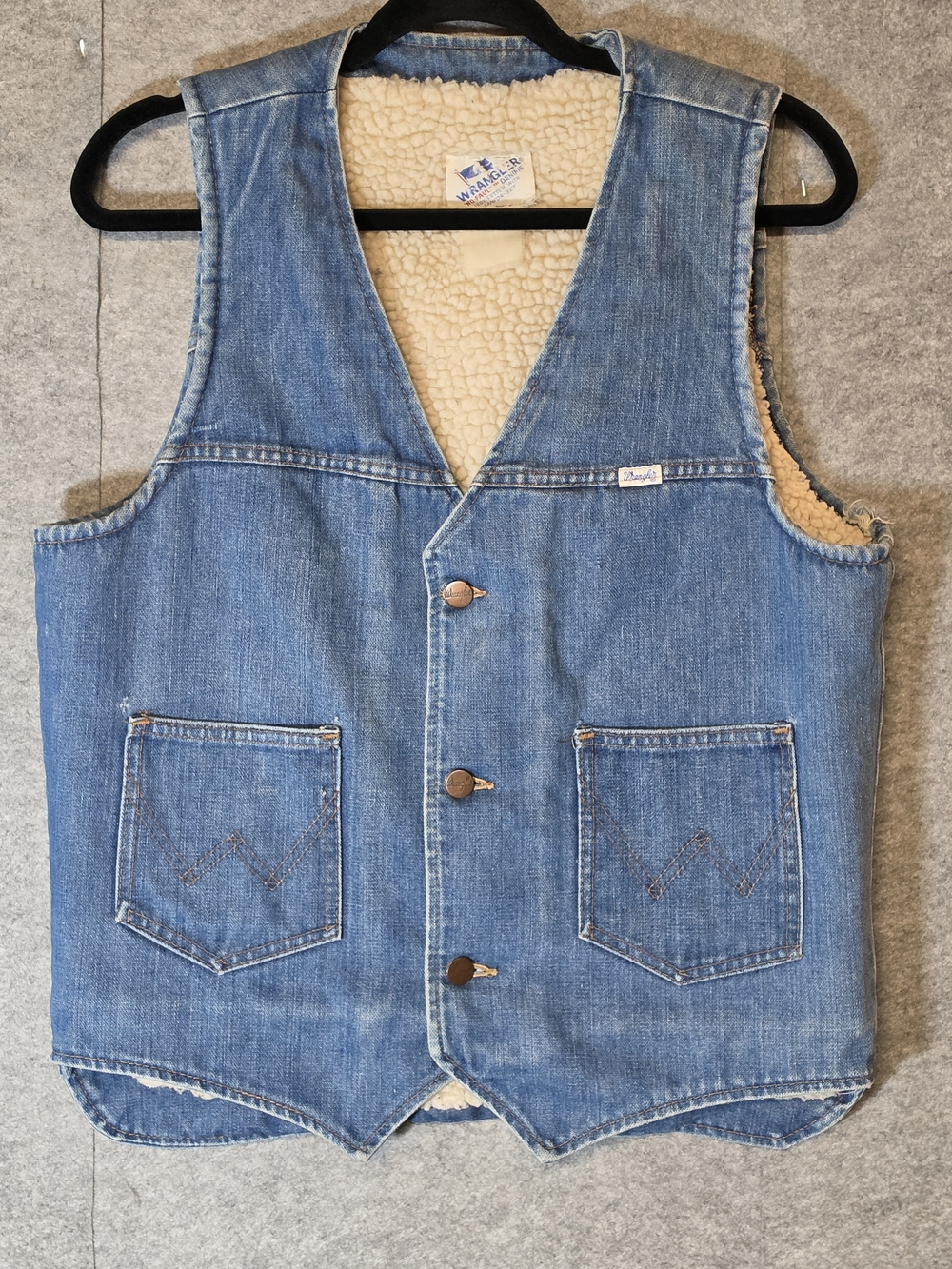 Vintage Wrangler 100% Cotton Denim Sherpa-Lined Vest